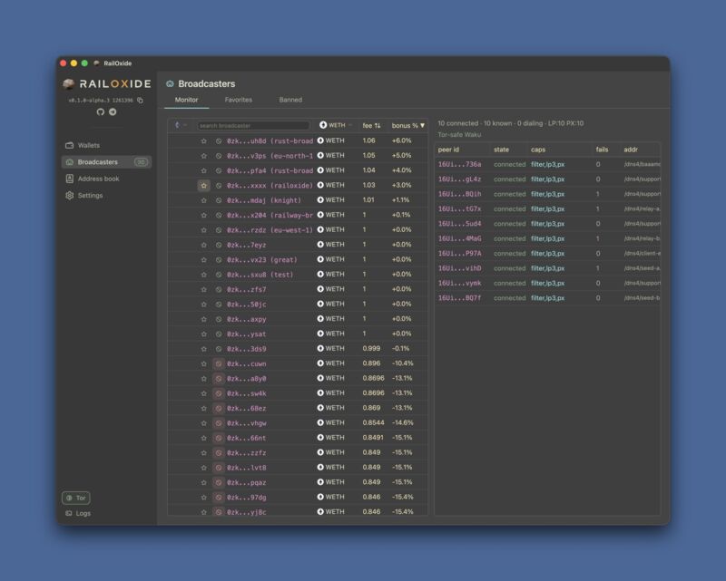 Live public broadcaster network with fees and reputation.